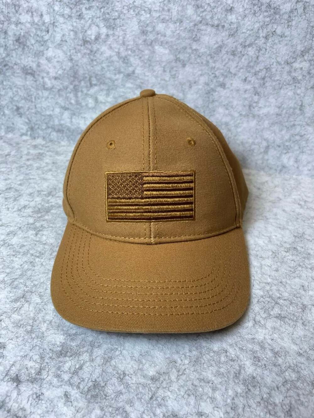 H3 Headwear Embroidered American Flag Canvas Snapback Hat Desert Brown